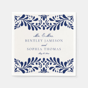 Blue Talavera Tile Spanish Style Fiesta Wedding Napkin