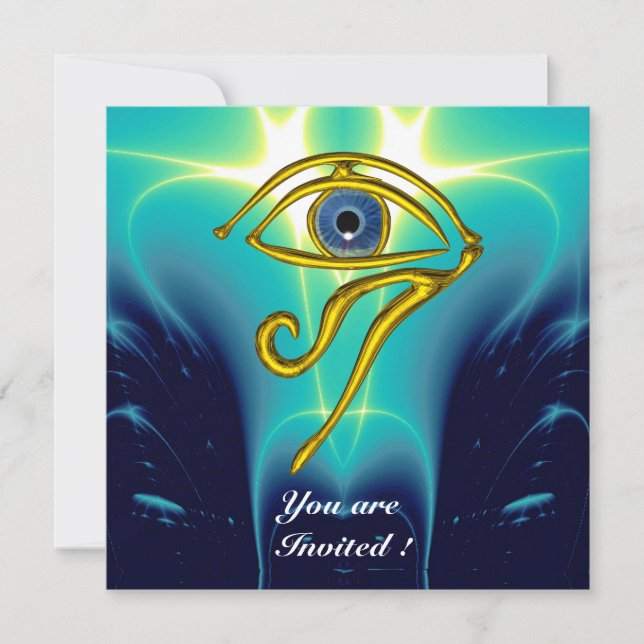 BLUE TALISMAN ,Aqua blue ,Teal Invitation (Front)