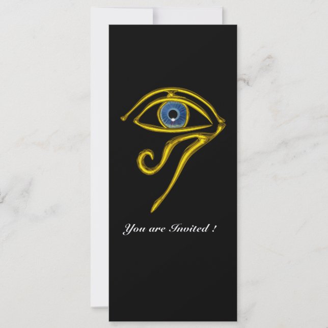 BLUE TALISMAN, Black and White Ice Metallic Invitation (Front)