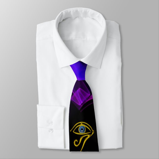 BLUE TALISMAN /EYE OF HORUS Black Purple Swirls Tie (Tied)