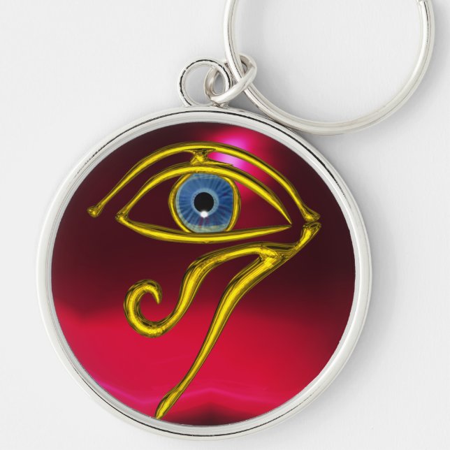 BLUE TALISMAN / EYE OF HORUS ,Red Ruby Key Ring (Front)