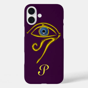 BLUE TALISMAN,GOLD HORUD EYE MONOGRAM Purple iPhone 16 Plus Case