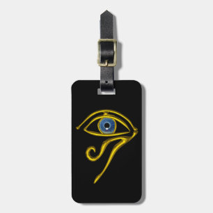 BLUE TALISMAN ,GOLD HORUS EYE Black Luggage Tag