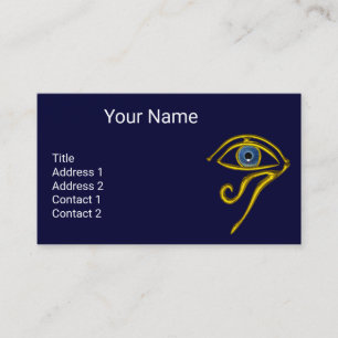 BLUE TALISMAN, GOLD HORUS EYE Egyptian Divinity Business Card