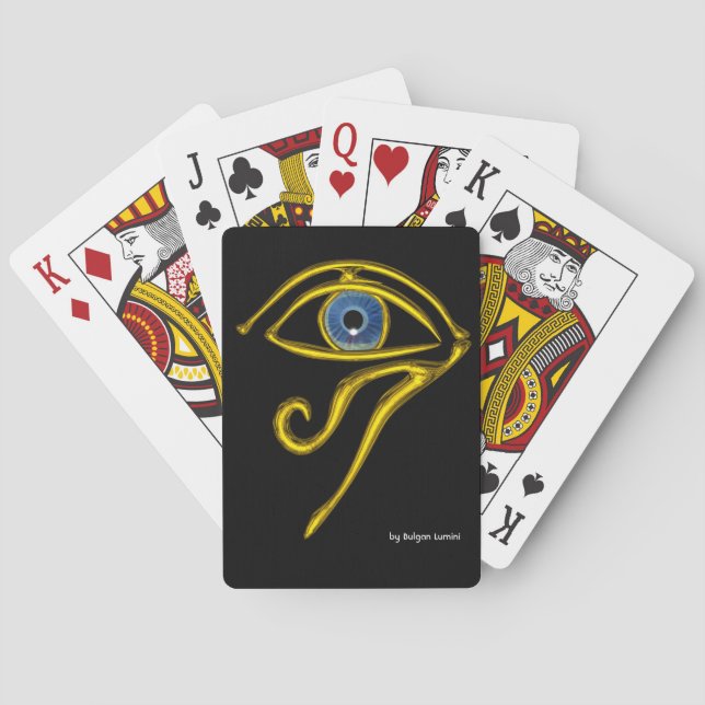 BLUE TALISMAN, Gold Horus Eye in Black Playing Cards (Back)