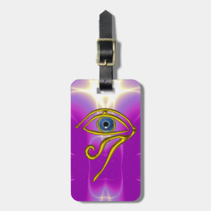 BLUE TALISMAN, GOLD HORUS EYE Pink Fuchsia Violet Luggage Tag