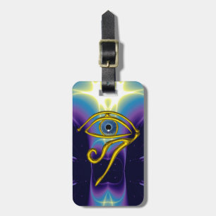 BLUE TALISMAN GOLD HORUS EYE Purple Violet Luggage Tag