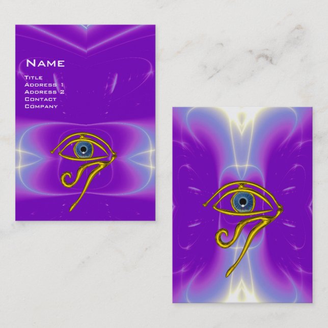 BLUE TALISMAN,GOLD HORUS EYE purple violet pink Business Card (Front/Back)