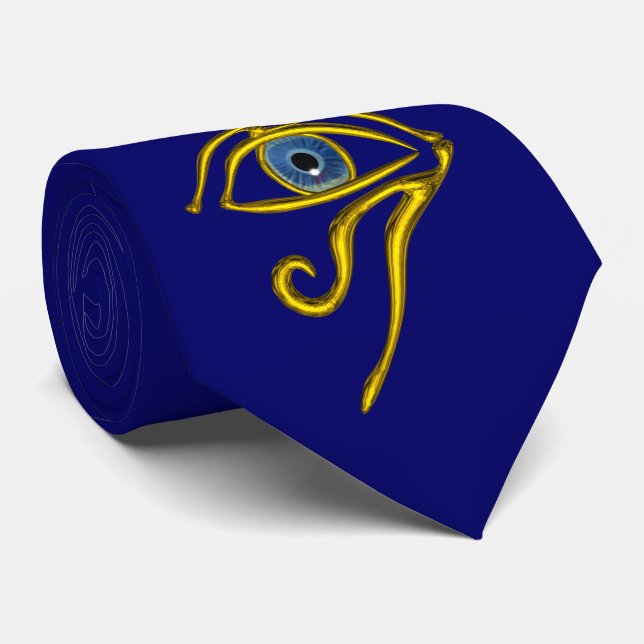 BLUE TALISMAN / GOLD HORUS EYE TIE (Rolled)