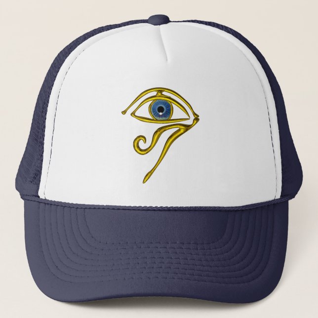 BLUE TALISMAN / GOLD HORUS EYE TRUCKER HAT (Front)