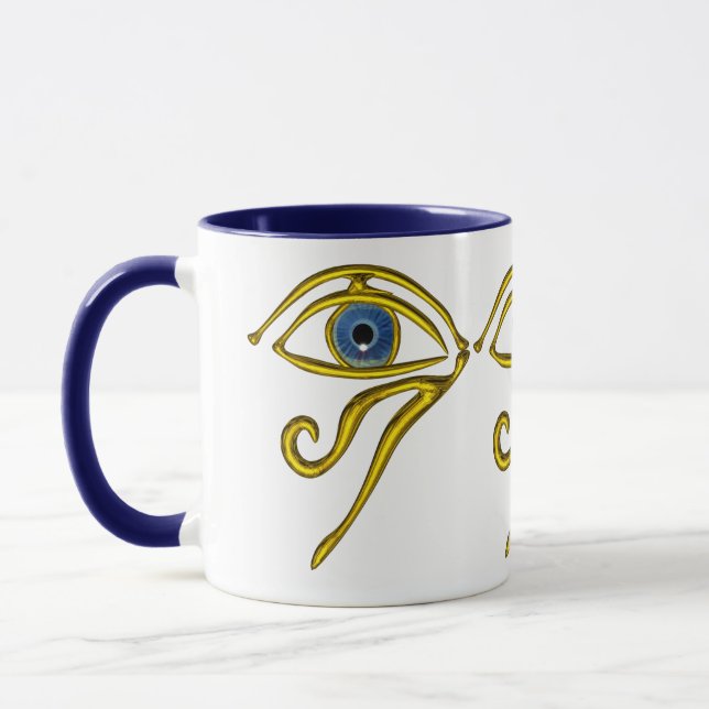 BLUE TALISMAN / GOLD HORUS EYE White Mug (Left)