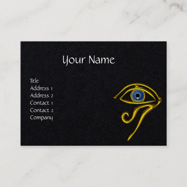 BLUE TALISMAN HORUS EYE Divinity Black Paper Business Card (Front)