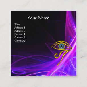 BLUE TALISMAN,HORUS EYE,PINK PURPLE LIGHT WAVES SQUARE BUSINESS CARD