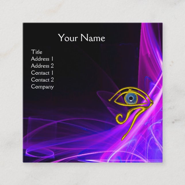 BLUE TALISMAN,HORUS EYE,PINK PURPLE LIGHT WAVES SQUARE BUSINESS CARD (Front)