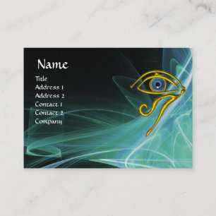 BLUE TALISMAN, IN GREEN TEAL WHITE LIGHT WAVES BUSINESS CARD