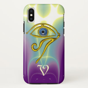BLUE TALISMAN MONOGRAM Teal, Purple White iPhone XS Case