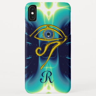 BLUE TALISMAN MONOGRAM Teal, Turquoise White iPhone XS Max Case