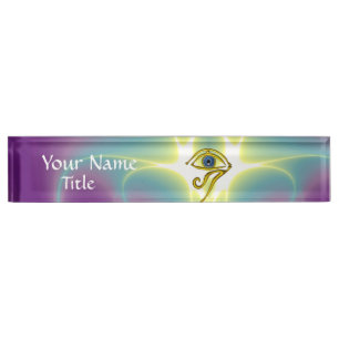 BLUE TALISMAN Purple Green Nameplate
