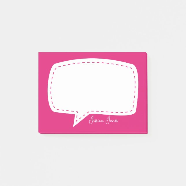 blue Talk Bubble Personalised Name speech bubble Post-it Notes (Front)