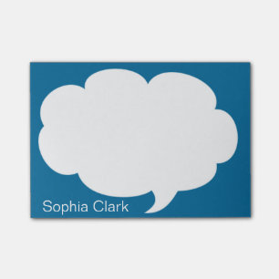 Blue Talk Bubble Rounded Personalised Post-it Notes