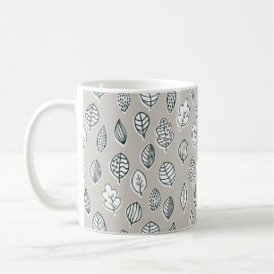 Blue Tan Leaf Farmhouse Country Rustic Cute Coffee Mug