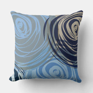 BLUE TAN SPIRAL DESIGN Retro Throw Pillow