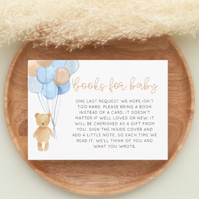 Blue Tan Teddy Bear Balloons Books for Baby Enclosure Card (Creator Uploaded)
