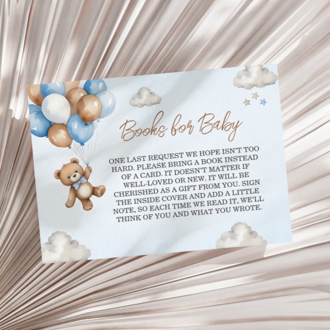 Blue Tan Teddy Bear Balloons Books for Baby Enclosure Card (Creator Uploaded)