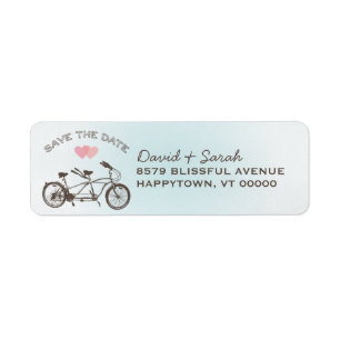 Blue Tandem Bicycle Save The Date  Label