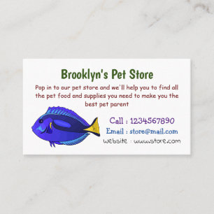 Blue tang fish cartoon illustration business card