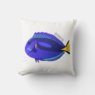 Blue tang fish cartoon illustration cushion