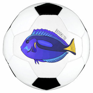 Blue tang fish cartoon illustration  football