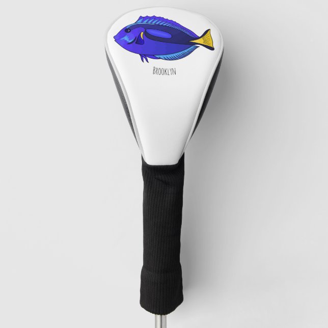Blue tang fish cartoon illustration golf head cover (Front)