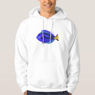 Blue tang fish cartoon illustration hoodie