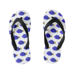 Blue tang fish cartoon illustration kid's flip flops