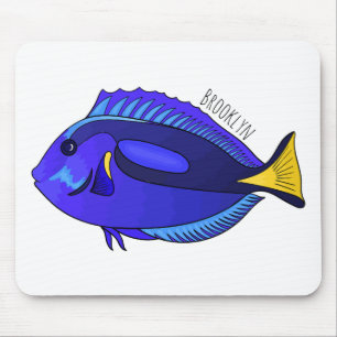 Blue tang fish cartoon illustration mouse mat
