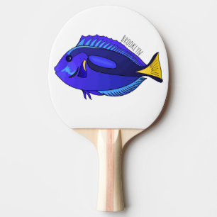 Blue tang fish cartoon illustration  ping pong paddle