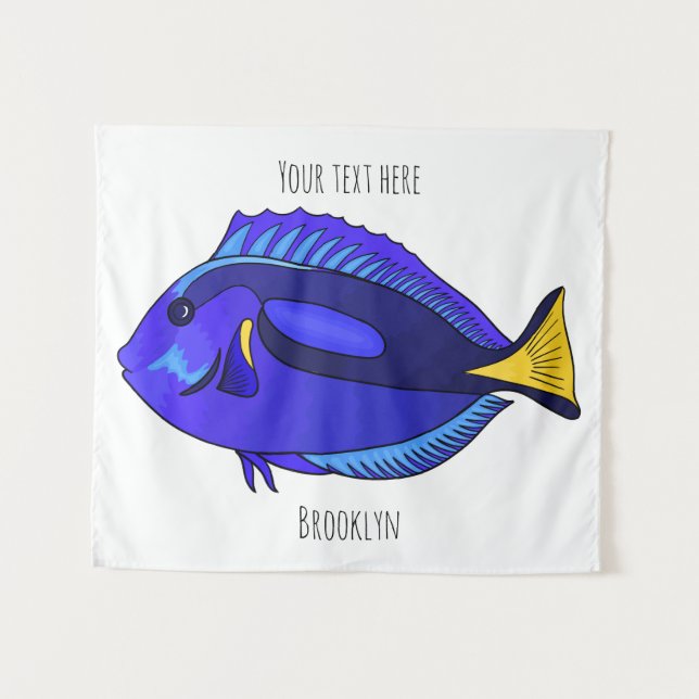 Blue tang fish cartoon illustration tapestry (Front (Horizontal))