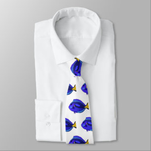 Blue tang fish cartoon illustration  tie
