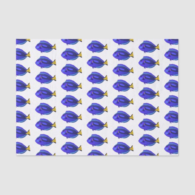 Blue tang fish cartoon illustration tissue paper (Front)