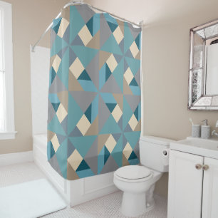 Blue Tangram Pattern Shower Curtain