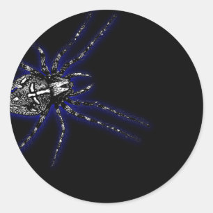 Blue Tarantula Spider Halloween Classic Round Sticker