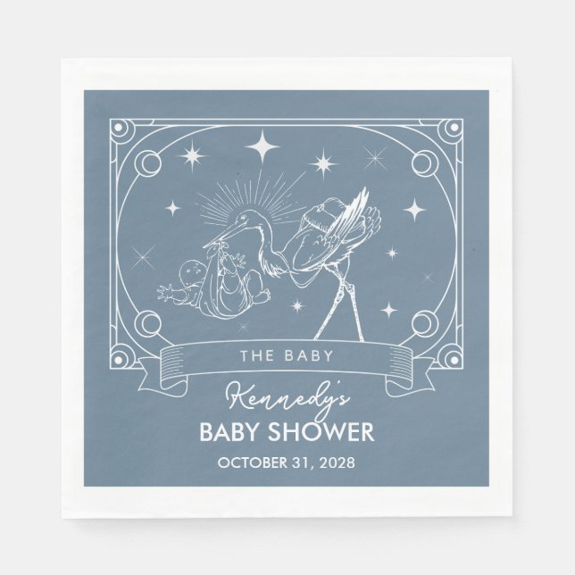 Blue Tarot Baby Shower Napkin (Front)