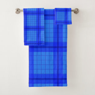 Blue Tartan Design Bath Towel Set