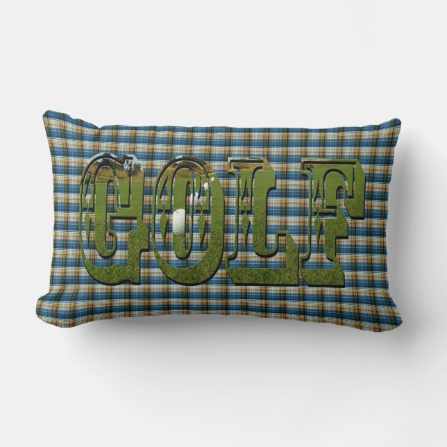 Blue Tartan Golf Logo Design, Lumbar Cushion (Front)