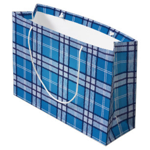 Blue Tartan Large Gift Bag