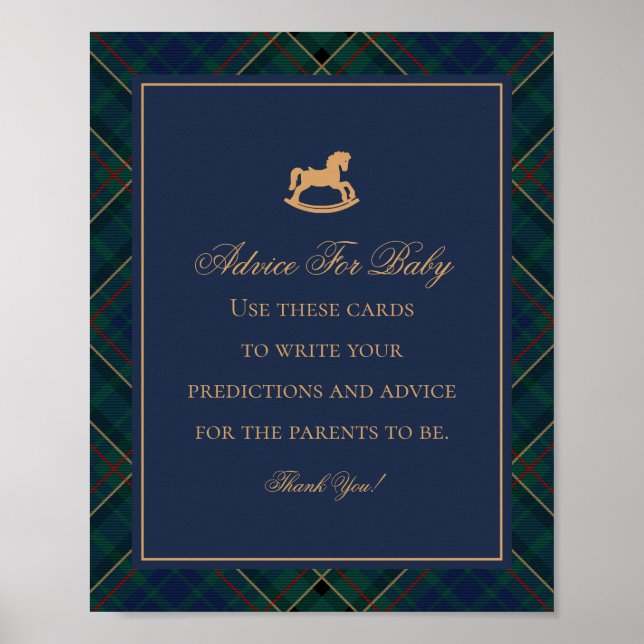 Blue Tartan Plaid Classic Rocking Advice for Baby Poster (Front)