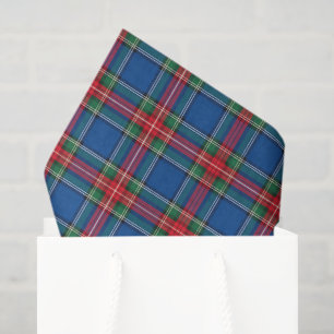 Blue Tartan Plaid Decoupage Tissue, Holiday Tissue Paper
