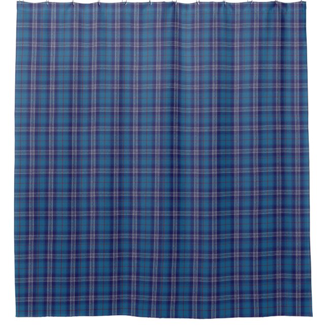 Blue Tartan Plaid Scottish Kilt Shower Curtain (Front)