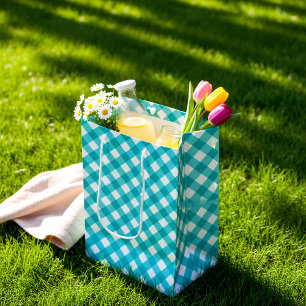 Blue Tartar plaid summer Medium Gift Bag